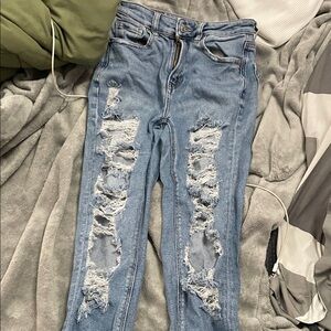 American Eagle Outfitters Light Blue Distressed Skinny Jeans